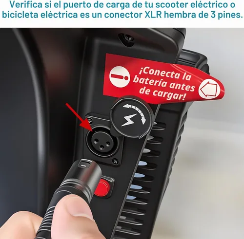 Vista 8 de Futurebatt Cargador de batería de bicicleta eléctrica Salida 42v 2a con conector XLR de 3 pines macho para 36 V Ebike adaptador de batería Cable