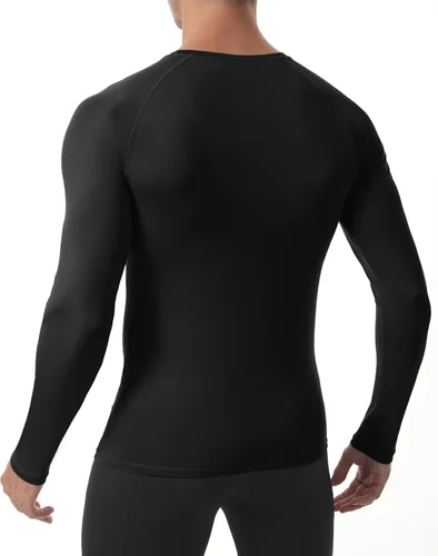Vista 3 de Camisa de compresión para hombre, manga larga, camiseta deportiva atlética, capa base, camiseta interior para clima frío para correr, entrenamiento