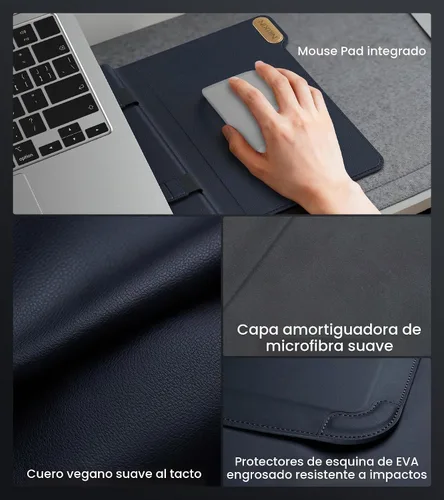 Vista 8 de Nillkin Funda para laptop de 14 pulgadas con asa (4 en 1), 2 modos de soporte, funda para MacBook con soporte ajustable y alfombrilla para mouse