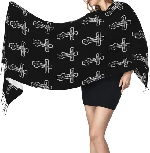 Vista 3 de Bufandas de borla suave y cálida bufanda de pashmina, chales grandes y envolturas de otoño, bufandas ligeras para mujer.
