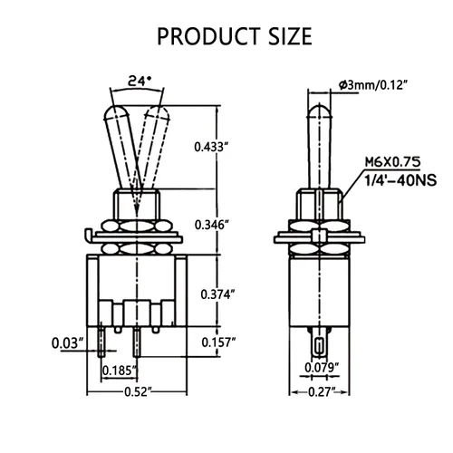 Vista 2 de Mxuteuk 8 piezas interruptor de palanca mini SPST interruptor en miniatura encendido/apagado 2 terminales 2 posiciones 6 A 125 V 3 A 250 V