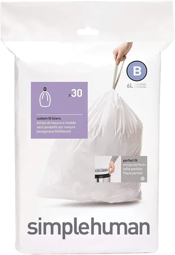 Vista 45 de simplehuman Forro para bote de basura de ajuste personalizado, 45 litros/12 galones, 20 unidades (paquete de 2)