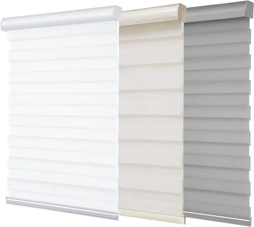 Vista 9 de Pumkust Persianas enrollables de doble capa sin cordones estilo cebra para ventanas, día y noche, persianas enrollables de doble capa, filtro de luz