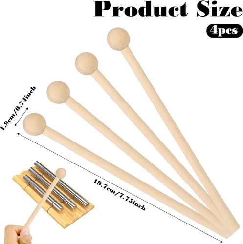 Vista 2 de Mazo de madera de percusión de 7.8 pulgadas para xilófono, carillón de xilófono, tambores de campanas, tambor de madera