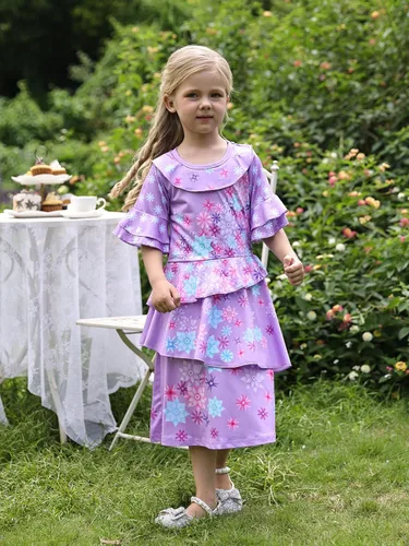 Vista 7 de HenzWorld Disfraz de Mirabel para niñas vestido mágico de la familia IsabelaMadrigalPepa disfraz de dibujos animados traje de fiesta