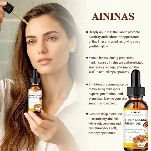 Vista 6 de AININAS Aceite facial de resina de incienso orgánico – Reduce líneas finas y arrugas, calma y repara la piel, hidratación profunda para rostro