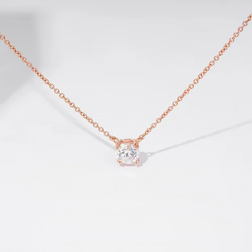 Vista 27 de Amazon Essentials Collar con colgante solitario de plata de ley con corte redondo, elementos infinitos y circonitas cúbicas redondo