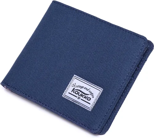 Vista 5 de KAUKKO Cartera biplegable con bloqueo RFID para hombre, 1Azul, Ocio