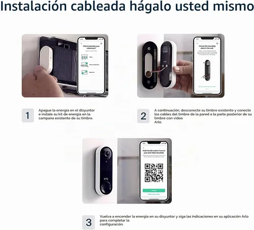 Vista 3 de Timbre con video Arlo Essential con cable - Video HD, vista de 180°, visión nocturna, audio de 2 vías, instalación DIY (se requiere cableado)
