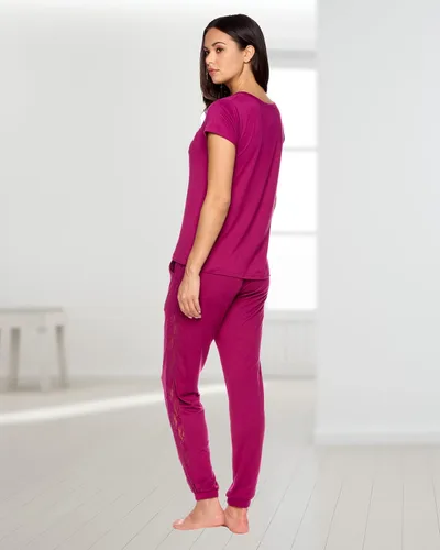 Vista 5 de bebe Conjunto de pijama para mujer camisa de manga corta con pantalones de pijama