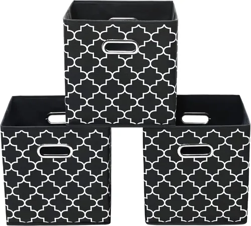 Vista 38 de Yunkeeeper - Contenedores de almacenamiento, cubos organizadores de tela con asa, cubos plegables para almacenamiento de tela o accesorios, 11 x 11