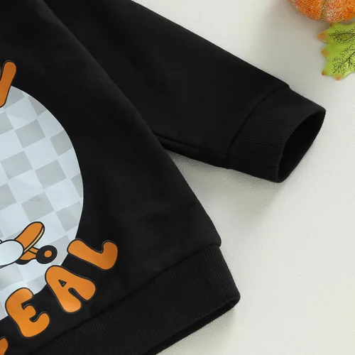 Vista 4 de pengnight Conjunto de 2 piezas de sudadera con estampado de flores de calabaza y manga larga para Halloween
