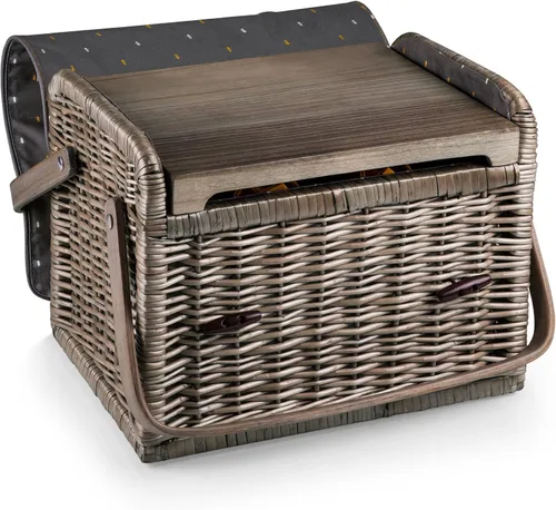 Vista 9 de Kabrio - Cesta de picnic para vino y queso, colección (Anthology Collection - Gris con detalles dorados)