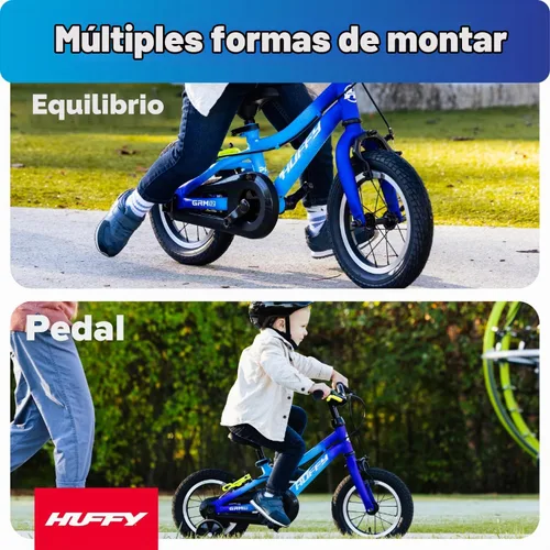 Vista 4 de Huffy 12" GRM Kids Bike with Multi-Mode Learning for Ages 3-5 Azul