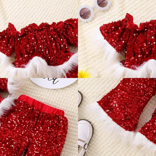 Vista 6 de Tops de Navidad para bebés y niñas, leggings trajes de Navidad