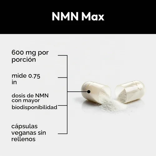 Vista 4 de Justified Laboratories NMN Max 18,000 mg por botella 120 cápsulas