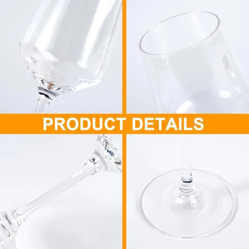 Vista 3 de KOXIN-KARLU Vasos de vino con tallo de plástico irrompibles clásicos de 18 onzas, vasos de acrílico multiusos, juego de 6 transparentes