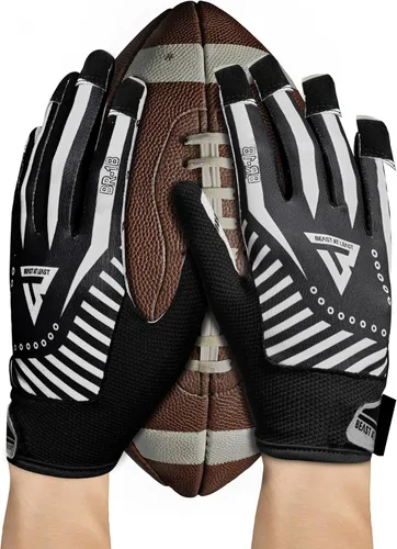 Vista 4 de Guantes de fútbol juvenil, guantes de fútbol transpirables para niños y adultos, guantes de receptor ancho para jóvenes, guantes ideales para un