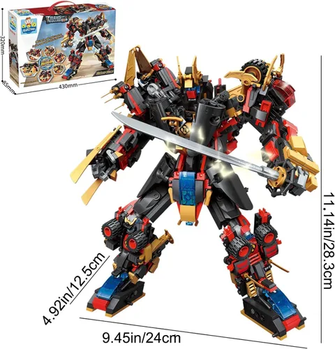 Vista 4 de QLT QIAOLETONG Juego de construcción de robot Mecha transformador 12 en 1, kit de construcción de modelo Mech, 542 piezas compatibles con Lego Ninja