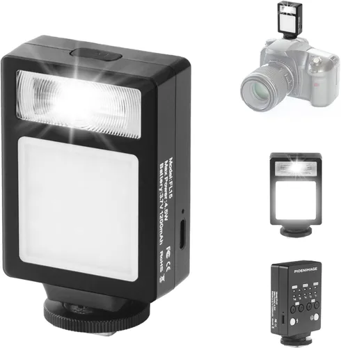 Vista 8 de Mini cámara flash Speedlite con luz de video, GN8 6500K flash externo ajustable, soporte universal de zapata caliente de un solo contacto