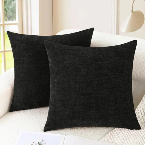 Vista 9 de CaliTime - Paquete de 2 fundas de almohada acogedoras para sofá, decoración del hogar, felpilla suave teñida sólida, 16 x 16 pulgadas, marrón Marrón