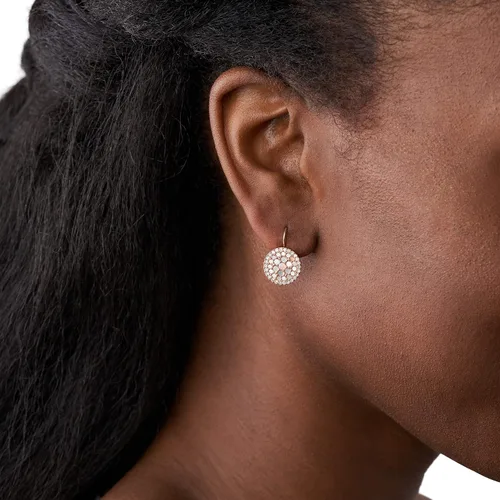 Vista 3 de Fossil Aretes colgantes o de aro de acero inoxidable en tono dorado u oro rosa para mujer