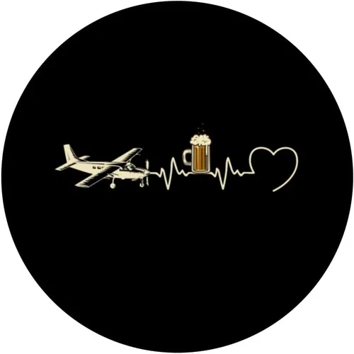 Vista 3 de Beat heart plane beer humour aviator man ulm gift PopSockets Swappable PopGrip