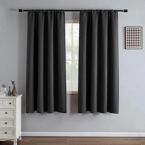 Vista 28 de IGEMAEVE - Juego de 2 paneles de cortinas opacas negras de 72 pulgadas, cortinas oscuras para dormitorio de 72 pulgadas de largo, cortinas oscuras