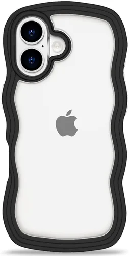 Vista 82 de Anuck Funda para iPhone 13 Pro con borde ondulado, diseño trasero transparente, agarre antideslizante, forma de marco rizado ondulado, a prueba