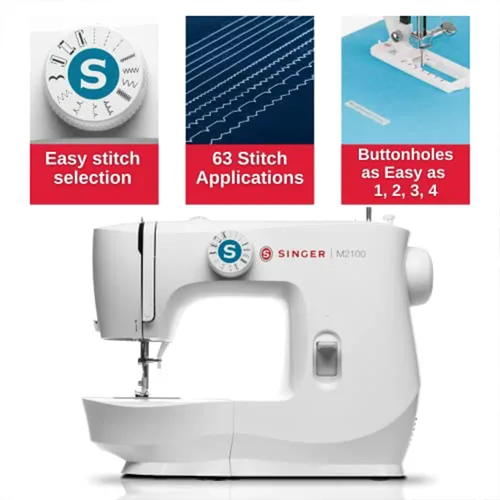 Vista 4 de SINGER® Máquina de coser compacta y ligera M2100 con kit de accesorios