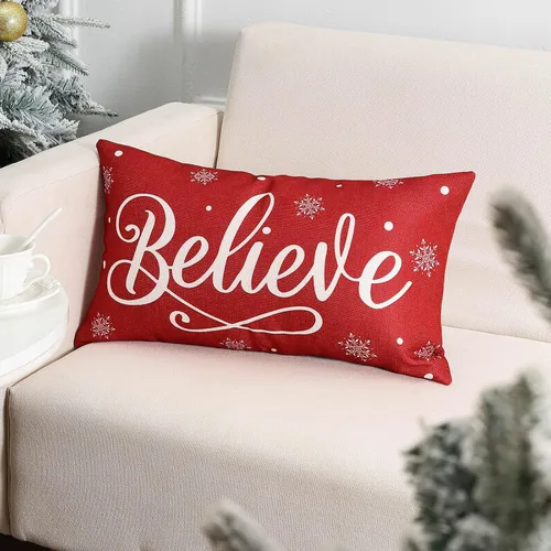 Vista 6 de wyooxoo Fundas de almohada navideñas de 12 x 20 pulgadas, decoraciones navideñas rojas, fundas de almohada lumbares rojas, fundas de almohada