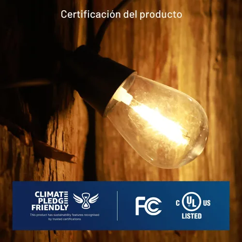 Vista 4 de Paquete de 15 bombillas LED de repuesto para exteriores FLSNT para luces de cadena, bombillas colgantes LED S14 para patio, jardín, base E26, 2200 K
