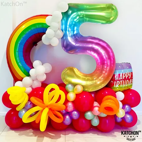 Vista 7 de Globos gigantes de arcoíris con el número 50 de 40 pulgadas, globos del número 50 para decoraciones de cumpleaños de 50 para niñas, globos