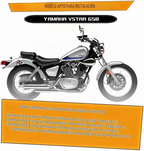 Vista 6 de Kinglemc Barra de Choque Protector de Motor Barra de Carretera para Yamaha VStar V-Star Dragstar XVS 400 650 (Negro)