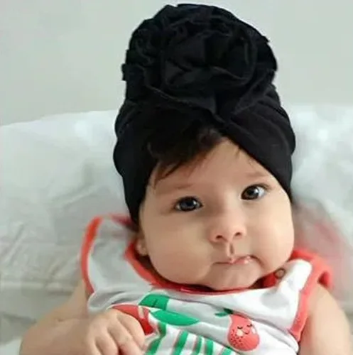 Vista 4 de inSowni Paquete de 8 gorros de turbante de hospital para guardería con flor grande para bebés, niñas, recién nacidos y bebés