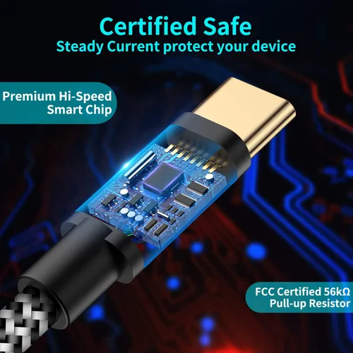 Vista 2 de Cable de carga para interruptor NS y Switch Lite Switch OLED paquete de 2 cables de carga rápida USB C a USB A tipo C para controlador Pro Samsung