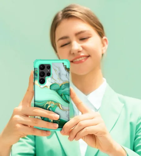 Vista 6 de Hocase para Galaxy S23 Ultra, Funda Resistente a Golpes de Plástico Duro+Silicona Suave Protectora de Dos Capas para Samsung Galaxy S23 Ultra 6.8