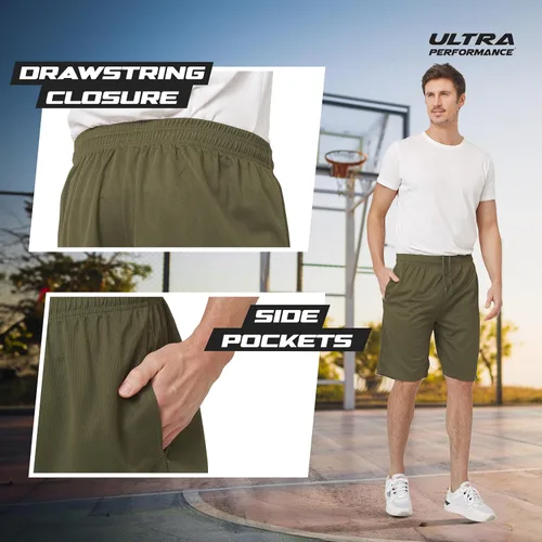 Vista 3 de Ultra Performance Paquete de 5 pantalones cortos para hombre, pantalones cortos atléticos de gimnasio, pantalones cortos de baloncesto para hombres