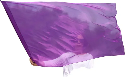 Vista 22 de Winged Sirenny Banderas flexibles de alabanza porfética de adoración de danza, serpentina rectangular de 50 pulgadas (luna azul)