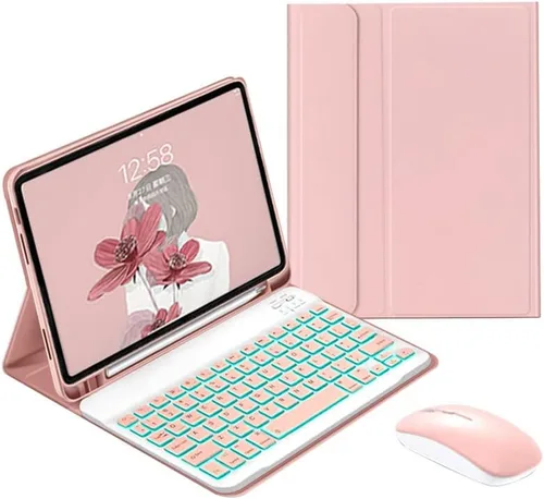 Vista 11 de Funda de teclado retroiluminada para Galaxy Tab A8 de 10.5 pulgadas modelo 2022 (SM-X200/X205/X207), cubierta delgada y ligera con teclado