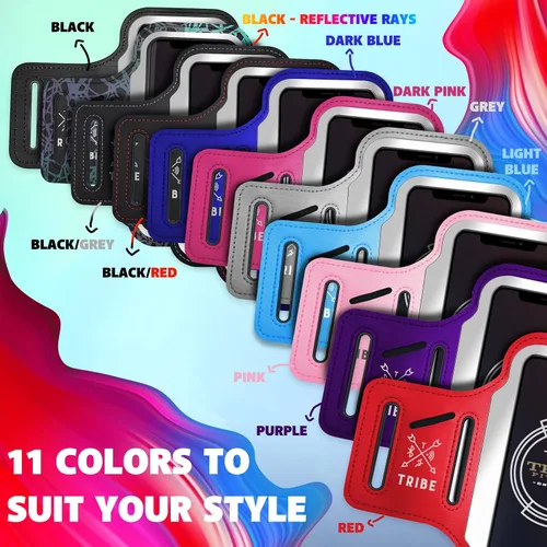 Vista 2 de Tribe - Funda de brazalete resistente al agua para teléfono celular para iPhone 11, 11 Pro, 11 Pro Max, X, Xs, Xs Max, Xr, 8, 7, 6, tamaños Plus