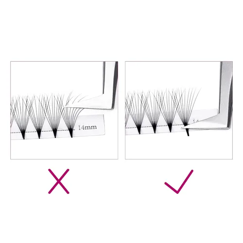Vista 6 de FADLASH Extensiones de pestañas postizas en abanico con base puntiaguda 10D, extensiones de pestañas postizas de tallo medio, extensiones