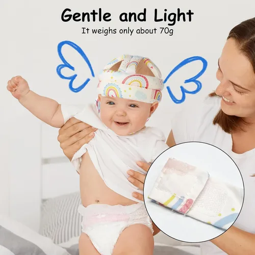 Vista 4 de Casco de seguridad para niños con protector de cabeza de bebé, anticolisión y ajustable, con cierre de para gatear, caminar y correr