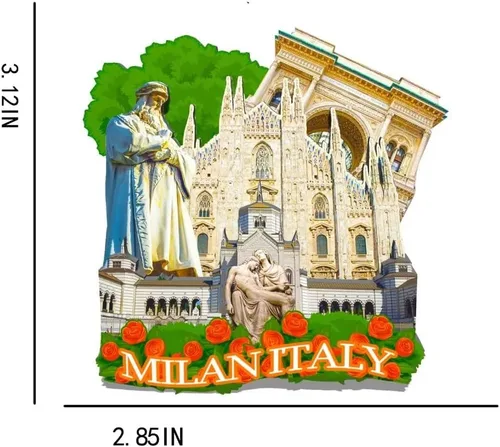 Vista 3 de Imán de Italia Milán para nevera, hitos de madera 3D, recuerdos coleccionables, decoración hecha a mano -109