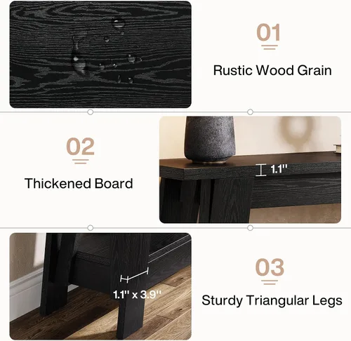 Vista 7 de Tribesigns Mesa consola de granja de 41.3 pulgadas, mesa de entrada de madera de 2 niveles con almacenamiento, rústica estrecha detrás del sofá