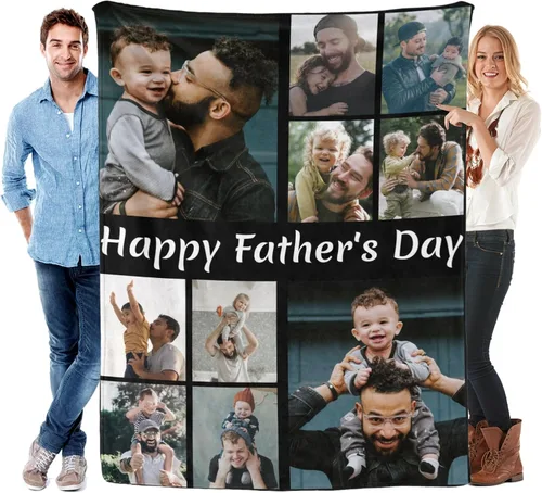 Vista 19 de Manta personalizada para el día del padre con foto, regalos personalizados para papá, papá, abuelo, papá, cumpleaños, Navidad