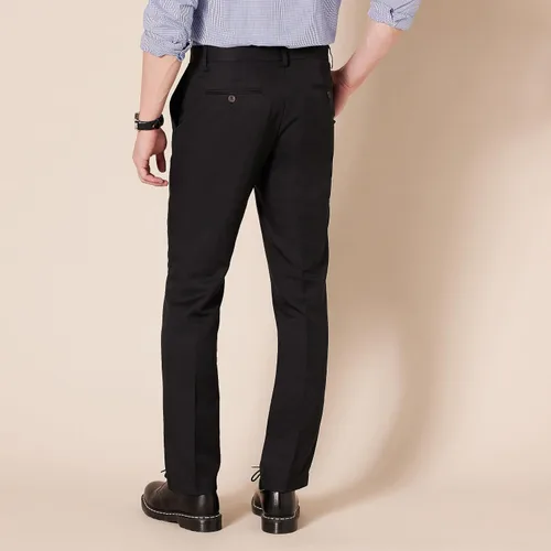 Vista 3 de Tienda Essentials - Pantalón de vestir de corte ajustado y diseño frontal plano para hombre