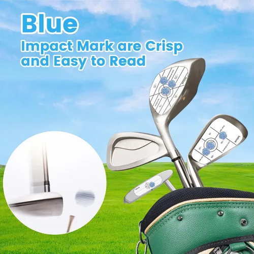 Vista 4 de Seticek Juego de 300 cintas de impacto de golf, análisis de consistencia y puntos dulces autodidactas, calcomanías de impacto para palos de golf