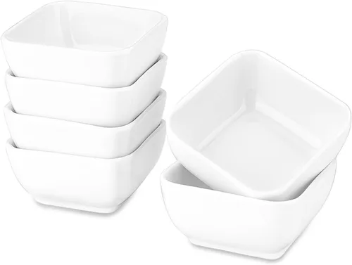 Vista 9 de DELLING Juego de cuencos de cerámica ultra fuertes de 3 onzas, cuencos de salsa de inmersión negros/platos para salsa de tomate, soja, barbacoa