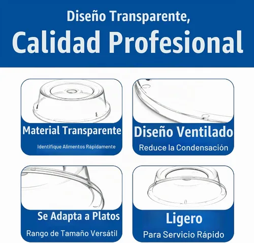 Vista 4 de Carlisle FoodService Products Cubierta plástica comercial de la placa, 8-11/16" a 9-1/8", transparente, grande